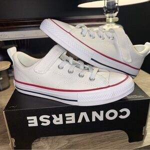 Converse Kids White Sneakers with Red Trim